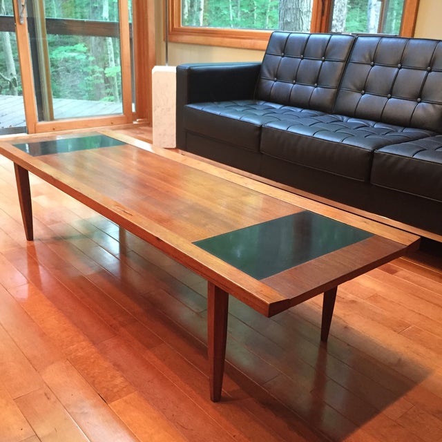 Mid-Century Modern Walnut & Black Coffee Table | Chairish
