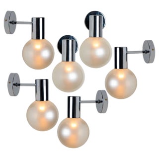 Opal Glass and Chrome Wall Light from Glashütte Limburg, 1970s For Sale