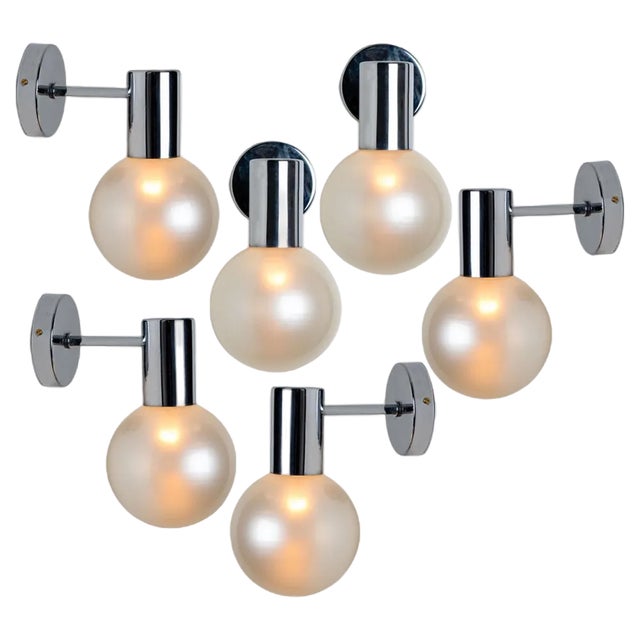 Opal Glass and Chrome Wall Light from Glashütte Limburg, 1970s For Sale