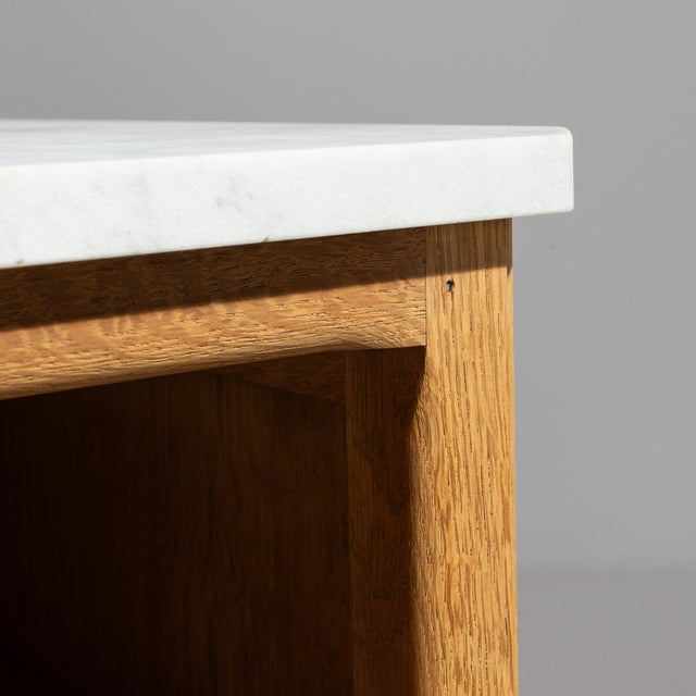 1920s 1920s Oak Art Deco Side Table With Marble Top For Sale - Image 5 of 18