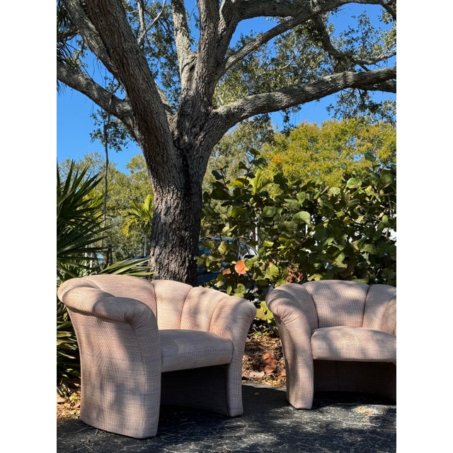 Vintage Postmodern Sculptural Lounge Chairs, Pair – Oversized Upholstered Accent Chairs For Sale In Tampa - Image 6 of 8