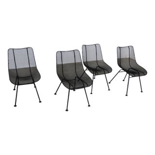 Mid Century Danish Modern Woodard Sculptura Mesh Side Chairs - Set of 4 For Sale