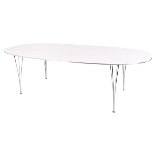 Vintage Ellipse Model B614 Dining Table with White Laminate by Arne Jacobsen for Fritz Hansen, 1980s For Sale - Image 11 of 11