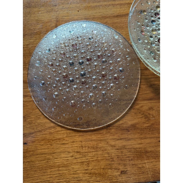 Glass Four 8” Asteroid Bubble Glass Plates by Mid-Century Modern Polish Art Glass Designer Jan Sylwester Drost For Sale - Image 7 of 9