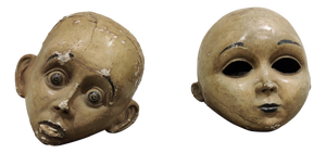 Large Antique Papier Mache Carnival Masks, 1900s, Set of 2