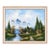 Signed Mountain, Cabin and Waterfall Landscape Painting on Canvas in Ribbed Frame For Sale