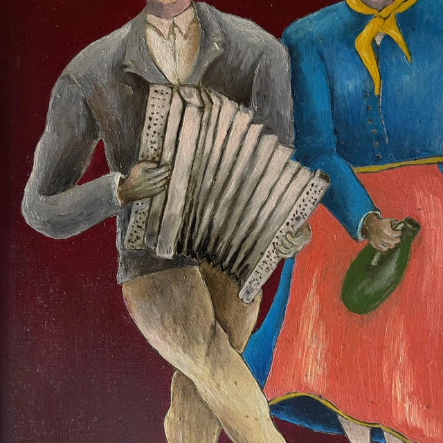 Oto Dobovišek, Naive Art Diptych, Oils on Hardboard, 1970s, Framed, Set of 2 For Sale - Image 4 of 13