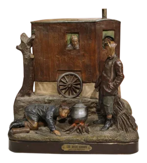 19th Century French Polychrome Terracotta Scene by J. Le Guluche
