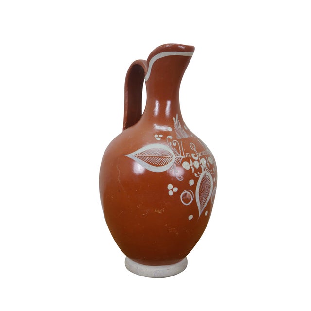 Folk Art Mid 20th Century Mexican Folk Art Terracotta Pottery Pulque Agave Pitcher Water Jug 13" For Sale - Image 3 of 12