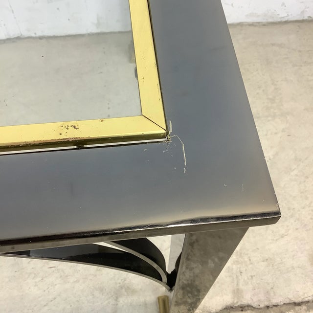 Regency Modern Dark Chrome and Glass End Table- Design Institute of America For Sale - Image 10 of 13