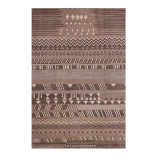 Boho Chic Brown/Beige High Low Wool Rug - 8'9'' X 12'3'' For Sale
