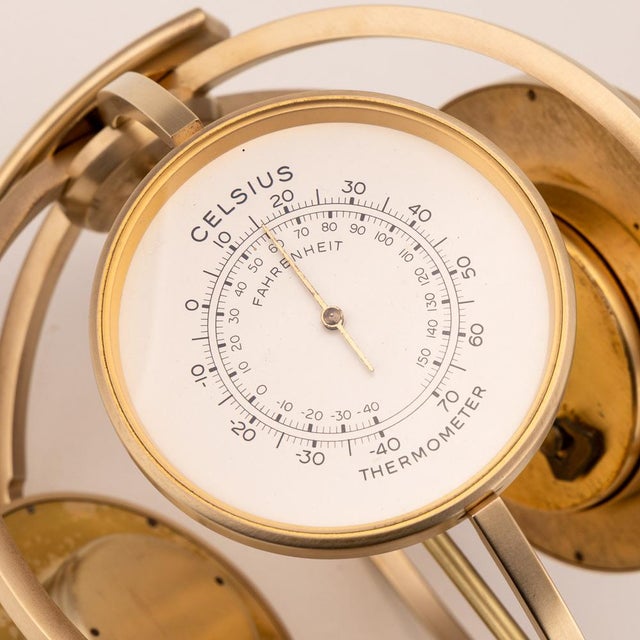 Vintage Swiss World Time Clock with Thermometer and Barometer, 1960s For Sale - Image 9 of 14
