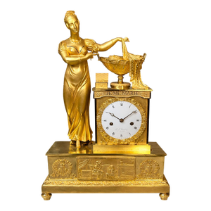 1800 Rouchouze Empire Gold Bronze Mantel Clock France