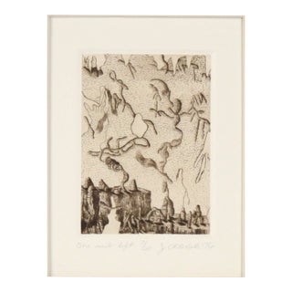 "One Mile Left" - 1976 Surrealist Lithograph by Jim Crabb For Sale