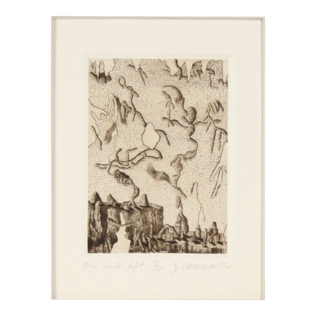 "One Mile Left" - 1976 Surrealist Lithograph by Jim Crabb For Sale