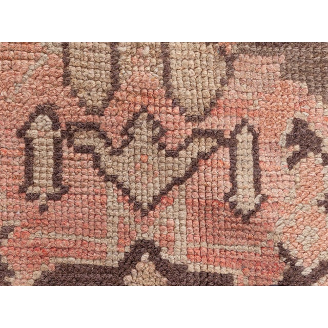 Rose Antique Turkish Oushak Rug in Faded Rose and Mocha Tones For Sale - Image 8 of 8