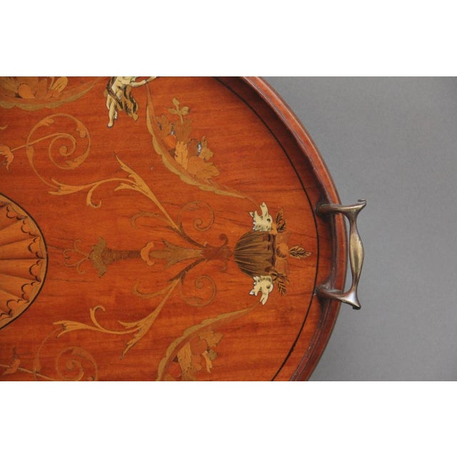 19th Century Inlaid Satinwood Tray, 1880s For Sale - Image 6 of 12