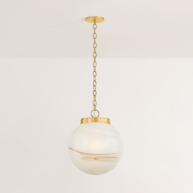 Contemporary Mitzi Ambra 15.75 in. 1 Light Pendant in Aged Brass Finish For Sale - Image 3 of 8