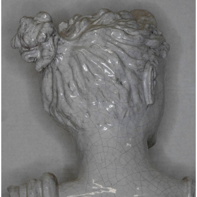 Ceramic Terracotta Glazed Bust of Diana Goddess of Hunt For Sale - Image 7 of 11