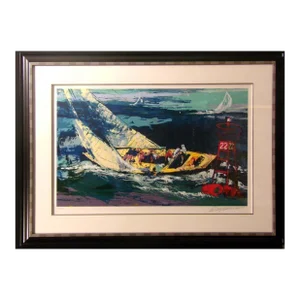 LeRoy Neiman the 1970 America's Cup Seascape With Custom Frame