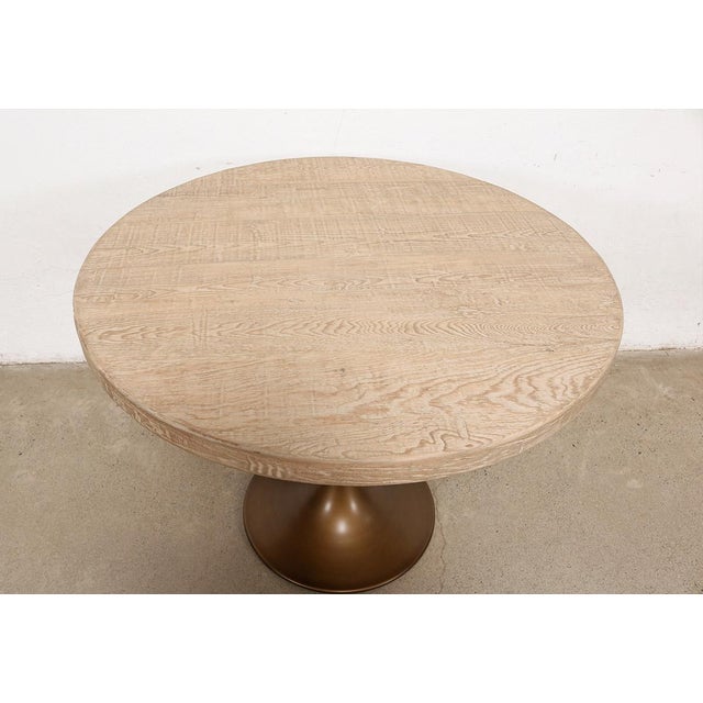 Mid-Century Modern Reclaimed Pine Top Dining Table, Pedestal Stem Base For Sale - Image 3 of 3