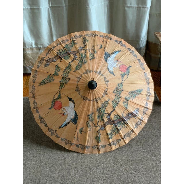 Antique Japanese Antique Painted Paper Parasol For Sale - Image 13 of 13