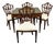 Maitland Smith Marquetry Inlay Leather Mahogany Game Table & 4 Shield Back Chair For Sale