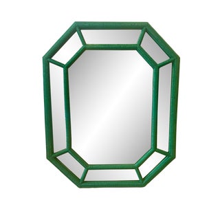 Vintage Faux Reed Rattan Mirror For Sale