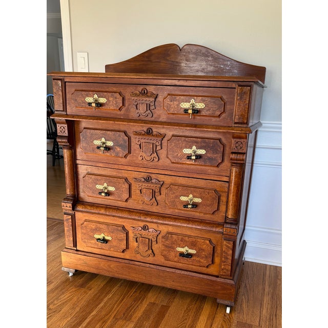 19th-Century Eastlake Solid Walnut Dresser With Original Finish and Hardware For Sale - Image 12 of 12