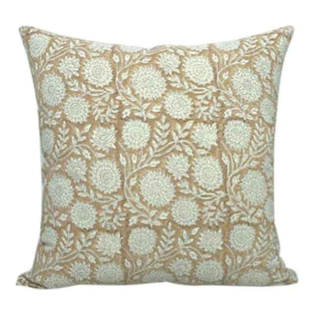 Rajat Floral Design Farmhouse Cushion Cover in Brown Duck Canvas 14x36 Inch For Sale