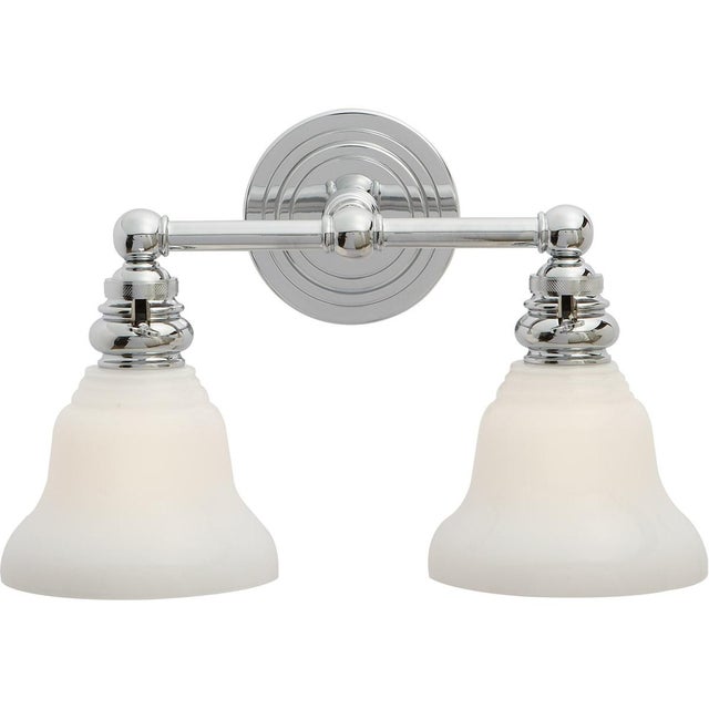 Transitional Chapman & Myers for Visual Comfort Signature Boston Functional Double Light in Chrome with White Glass For Sale - Image 3 of 4