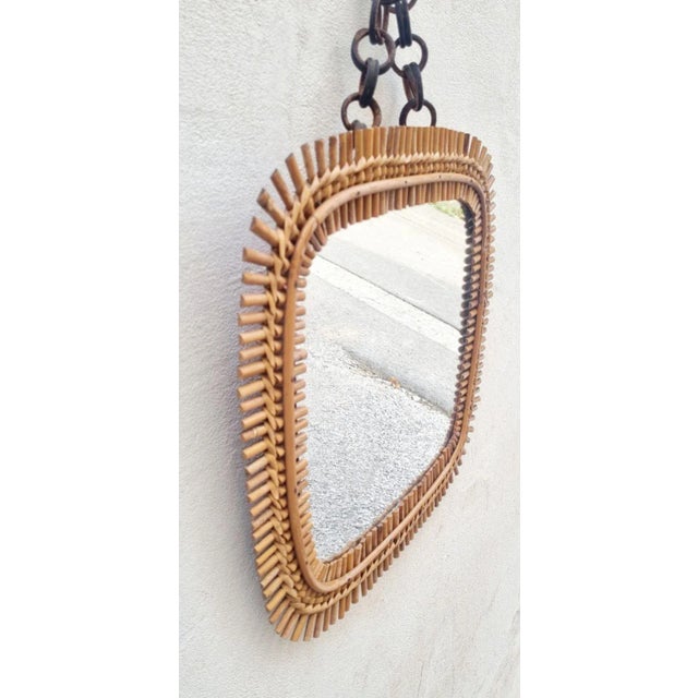 Italian Squared Wall Mirror in Rattan and Bamboo by Olaf Von Bohr, 1960s For Sale - Image 12 of 16