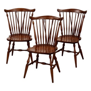 Mid 20th Century Set of 3 Ethan Allen Windsor Side Chairs – Refinished in Dark Walnut / Tobacco Finish” For Sale