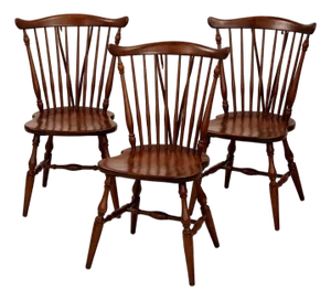 Mid 20th Century Set of 3 Ethan Allen Windsor Side Chairs – Refinished in Dark Walnut / Tobacco Finish”