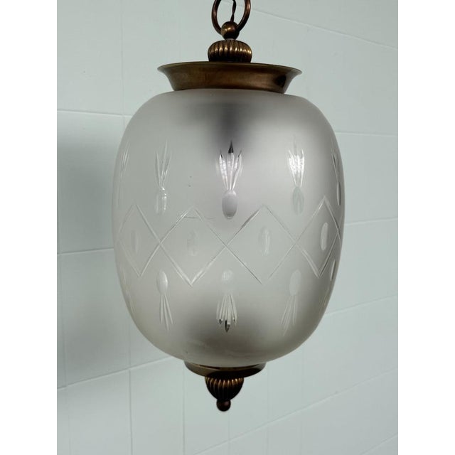 Vintage Glass and Brass Lantern, 1960s For Sale - Image 4 of 15