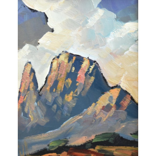 Cabin William Hawkins Mountain & Clouds Landscape Oil Painting Including the Antiqued Gold Wood Frame For Sale - Image 3 of 5