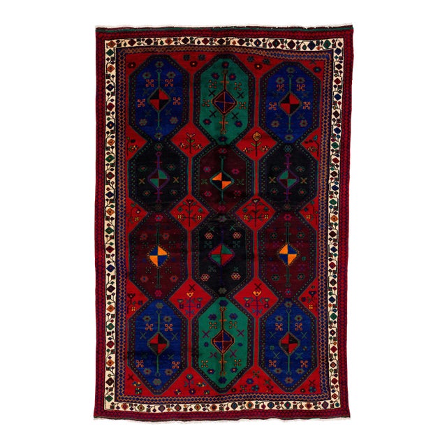 1960s Handmade Bidjar Persian Wool Rug With Multicolor Design For Sale