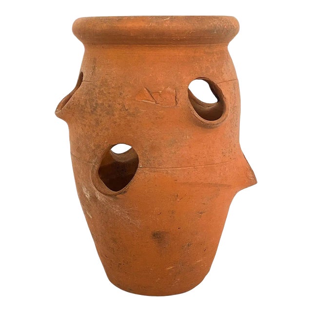 Small English Garden Planter Pot or Urn of Terracotta for Strawberries For Sale