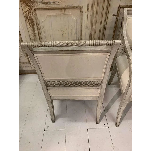 Textile Set of 19th Century Swedish Open Armchairs with Fretwork Detail For Sale - Image 7 of 10