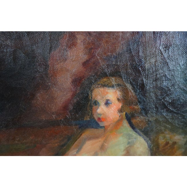 1940s 1940s Modern Reclining Nude Oil Painting on Linen For Sale - Image 5 of 5