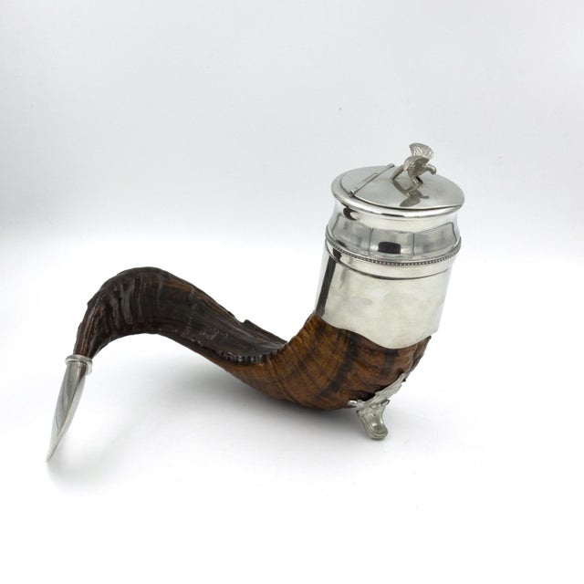 Late 19th Century Late 19th Century Scottish Silver Plate Mounted Rams Horn Snuff Mull with Eagle in Flight Final For Sale - Image 5 of 8