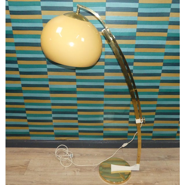 1970s Space Age Adjustable Arc Floor Lamp in Gold Chrome Plating with Acrylic Glass Shade from Sölken Leuchten, 1970s For Sale - Image 5 of 14