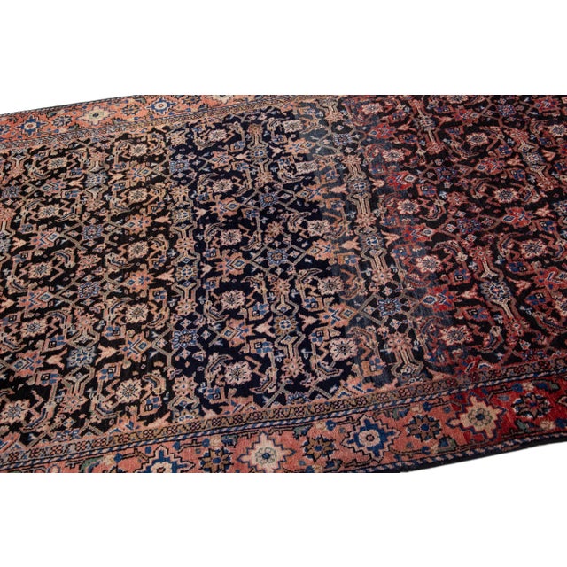 1960s Vintage Persian Hamadan Handmade Red Medallion Wool Rug For Sale In New York - Image 6 of 7