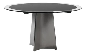 Round Steel & Glass UFO Coffee Table by Luigi Saccardo for Maison Jans, Italy, 1972