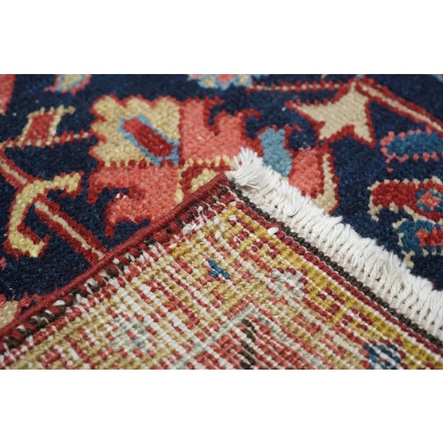 Blue Antique Heriz Rug 4'4'' X 5'0" For Sale - Image 8 of 9