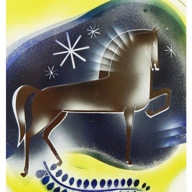 Edward Winter 1930s Enamel on Metal Horse in the Midnight Sky by Edward Winter (1908-1976, Usa) For Sale - Image 4 of 5