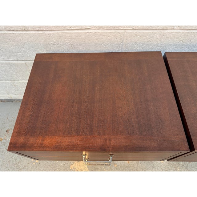 Brown Vintage Modern Walnut and Metal Office End Tables For Sale - Image 8 of 15
