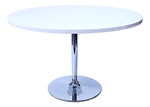 Round Dining Table in White High Gloss Melamine on Chromed Tulip Pedestal, Germany, 2000s