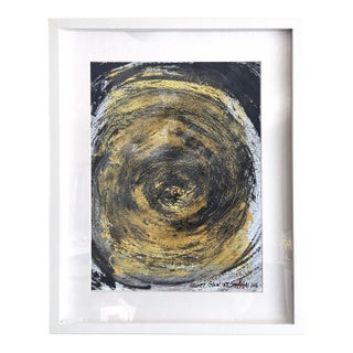 Quiet Glow. III White Framed Gold on Black Painting For Sale
