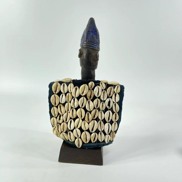 Early 20th Century Early 20th Century Yoruba Ibeji Figure with Cowrie Shell Vest on Custom Base Nigeria For Sale - Image 5 of 9